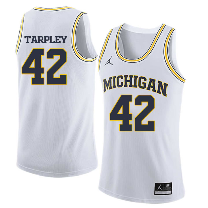 University of Michigan 42 Roy TARPLEY White College Basketball Jersey Dzhi